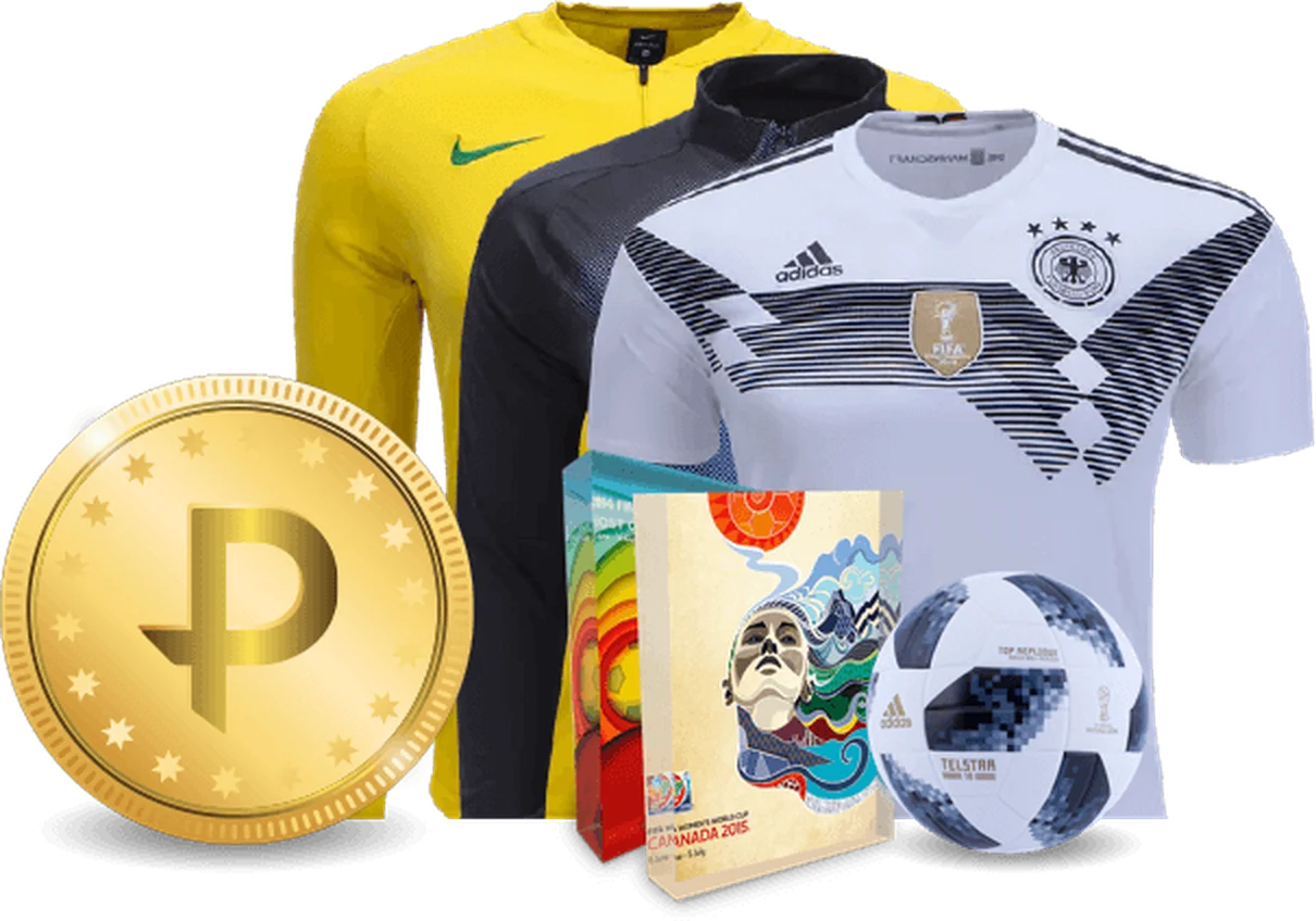 Prize drawing: a gold coin, football jerseys, a 2015 Women's World Cup box, and a Telstar match ball